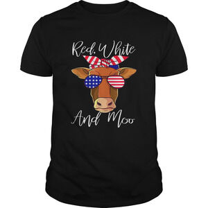 Best Price Red White And Moo Cow American Flag 4Th Of July Shirt